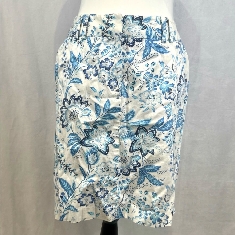 David Loren vintage blue and white floral print cotton skirt size 8